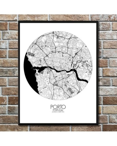 PORTO - Carte City Map Rond 40x50cm