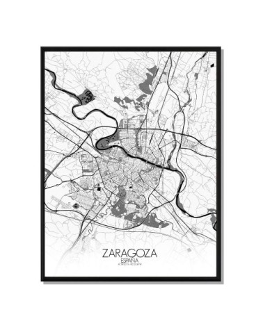 Affiche Saragosse Carte N&B 40x50