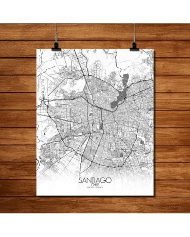 Affiche Santiago Carte N&B 40x50