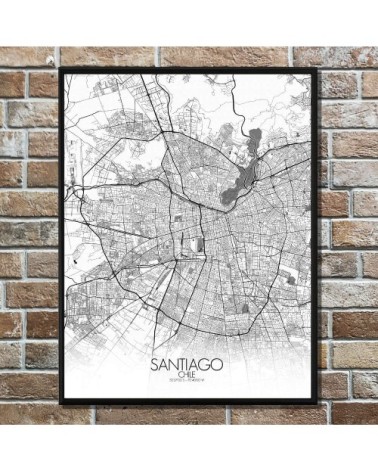 Affiche Santiago Carte N&B 40x50