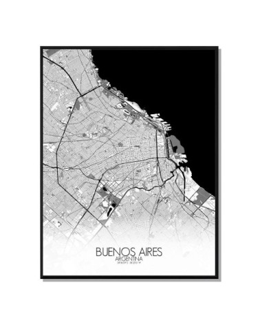 Affiche Buenos aires Carte N&B 40x50