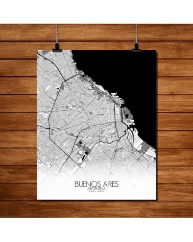 Affiche Buenos aires Carte N&B 40x50