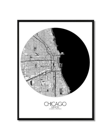 Affiche Chicago Carte ronde 40x50