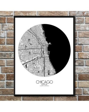 Affiche Chicago Carte ronde 40x50