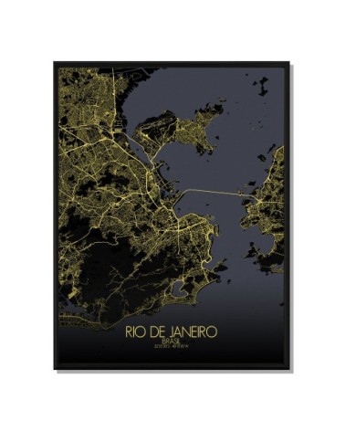 Affiche Rio de janeiro Carte Nuit 40x50