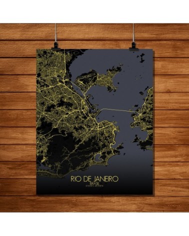 Affiche Rio de janeiro Carte Nuit 40x50