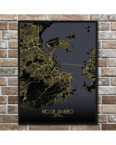 Affiche Rio de janeiro Carte Nuit 40x50