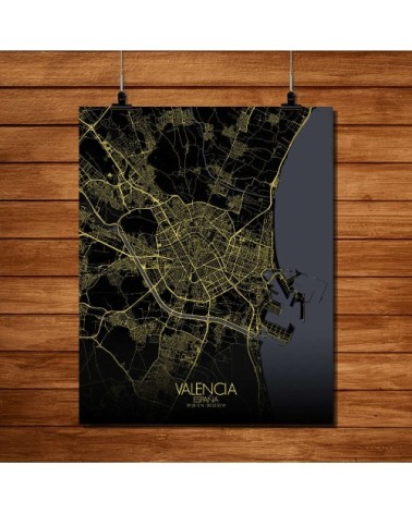 Affiche Valence Carte Nuit 40x50