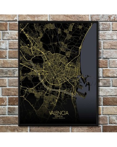 Affiche Valence Carte Nuit 40x50