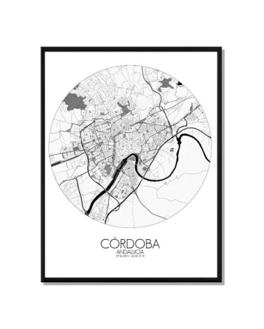 Affiche Cordoue Carte ronde 40x50