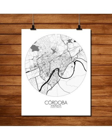 Affiche Cordoue Carte ronde 40x50
