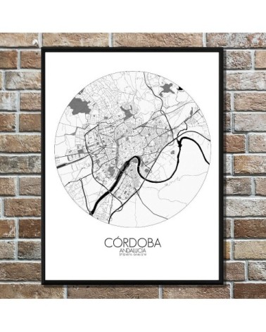 Affiche Cordoue Carte ronde 40x50