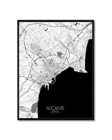 Affiche Alicante Carte N&B 40x50
