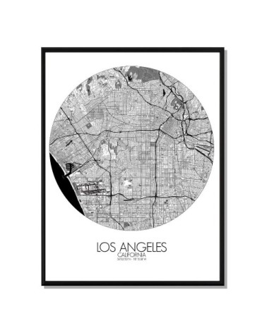 Affiche Los angeles Carte ronde 40x50