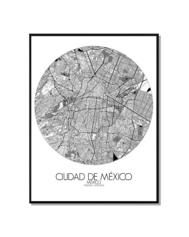 Affiche Mexico Carte ronde 40x50