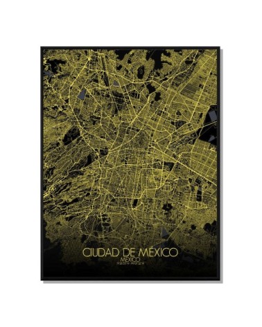 Affiche Mexico Carte Nuit 40x50