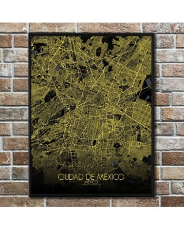 Affiche Mexico Carte Nuit 40x50