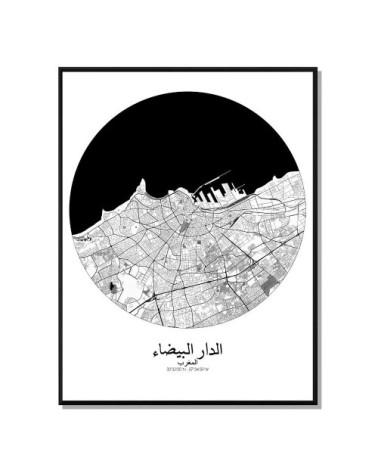 Affiche Casablanca Carte ronde 40x50