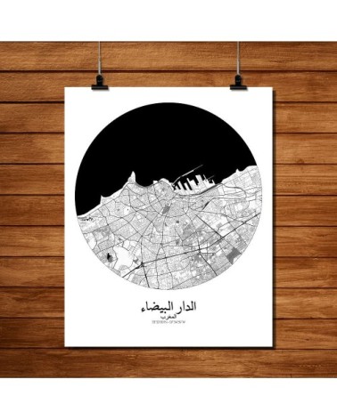 Affiche Casablanca Carte ronde 40x50