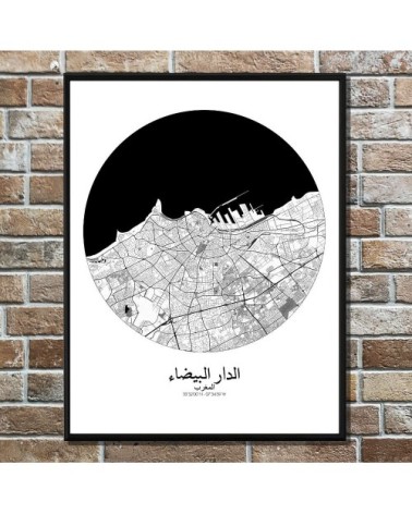 Affiche Casablanca Carte ronde 40x50