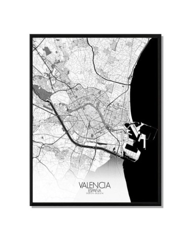 Affiche Valence Carte N&B 40x50