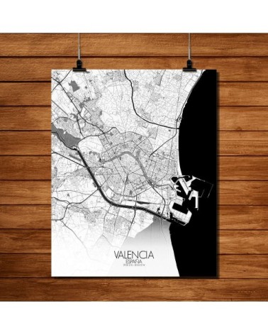 Affiche Valence Carte N&B 40x50