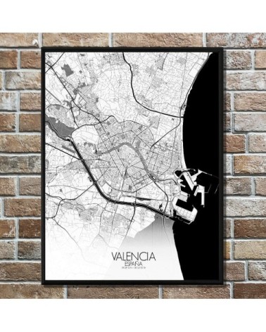 Affiche Valence Carte N&B 40x50