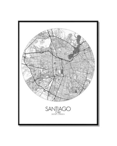 Affiche Santiago Carte ronde 40x50