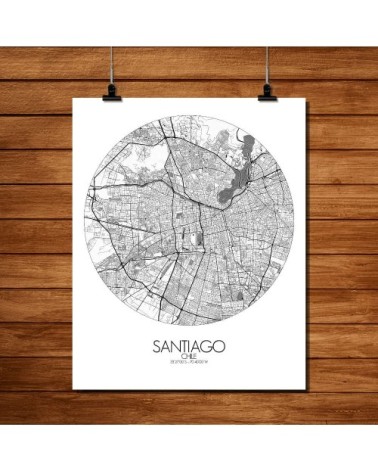 Affiche Santiago Carte ronde 40x50