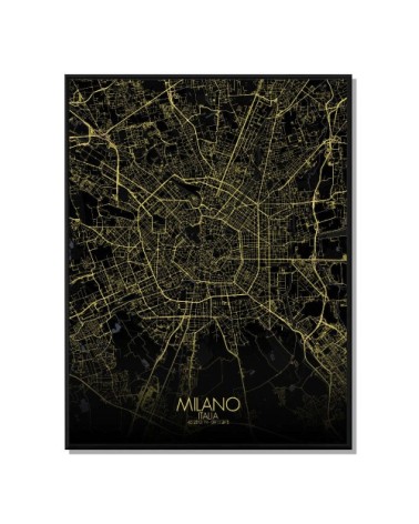 Affiche Milan Carte Nuit 40x50