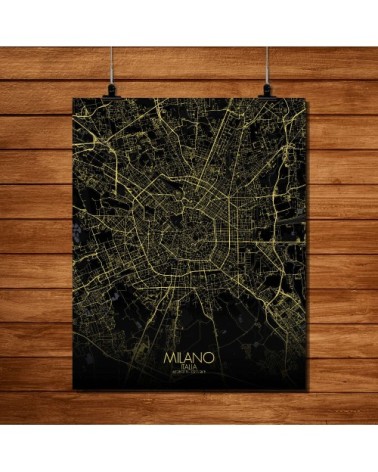 Affiche Milan Carte Nuit 40x50
