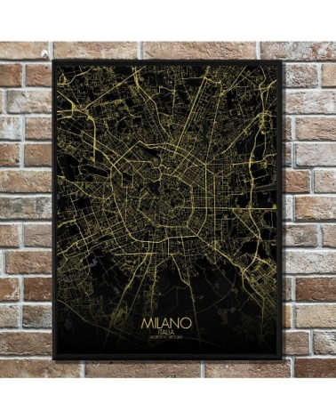 Affiche Milan Carte Nuit 40x50