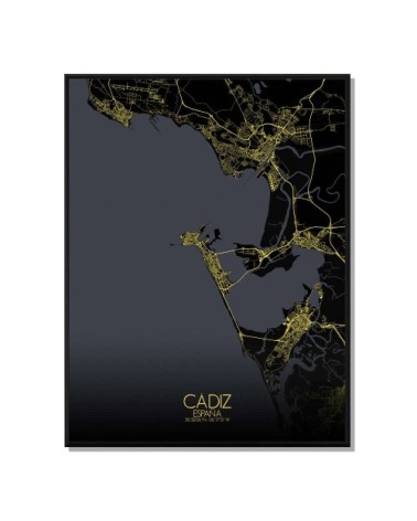 Affiche Cadix Carte Nuit 40x50