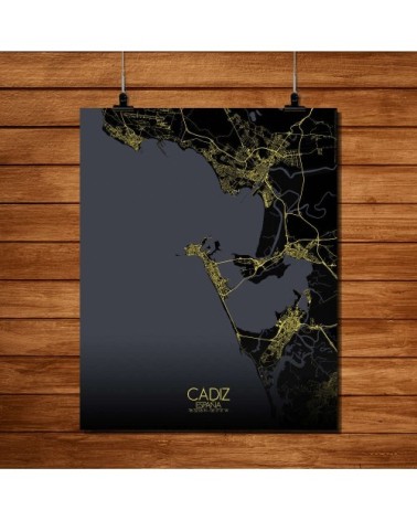 Affiche Cadix Carte Nuit 40x50