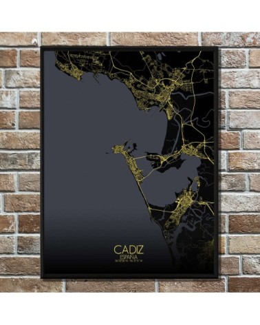 Affiche Cadix Carte Nuit 40x50