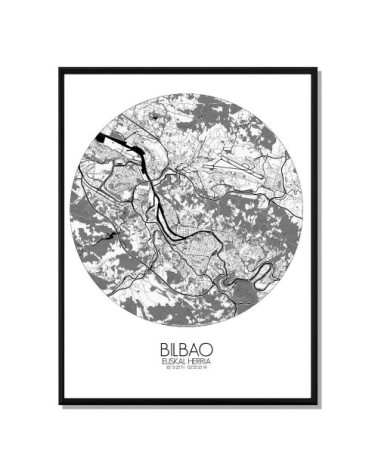 Affiche Bilbao Carte ronde 40x50