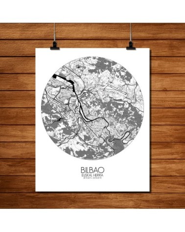 Affiche Bilbao Carte ronde 40x50