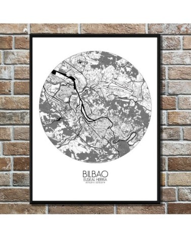 Affiche Bilbao Carte ronde 40x50
