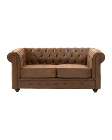 Canapé fixe microfibre 2 places marron
