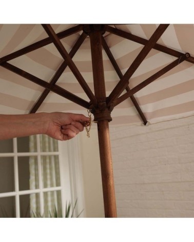 Ensemble table et bancs d'extérieur avec parasol enfant écru