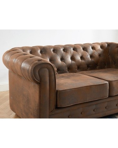 Canapé fixe microfibre 2 places marron