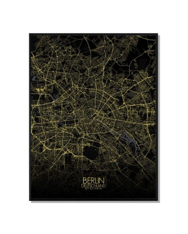 Affiche Berlin Carte Nuit 40x50