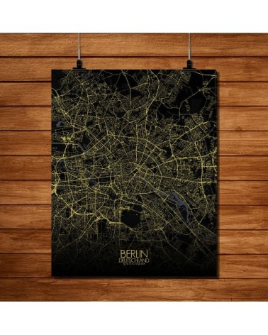 Affiche Berlin Carte Nuit 40x50