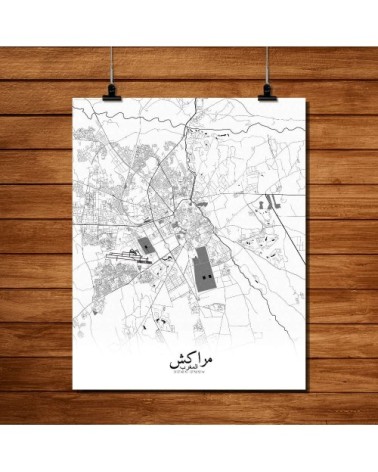 Affiche Marrakech Carte N&B 40x50