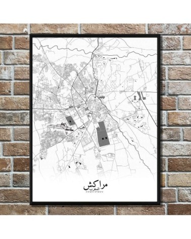 Affiche Marrakech Carte N&B 40x50