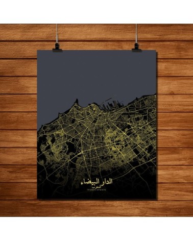 Affiche Casablanca Carte Nuit 40x50