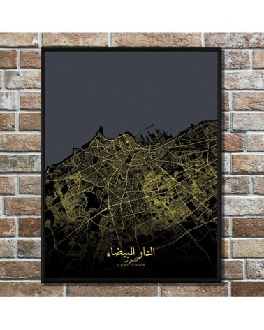 Affiche Casablanca Carte Nuit 40x50