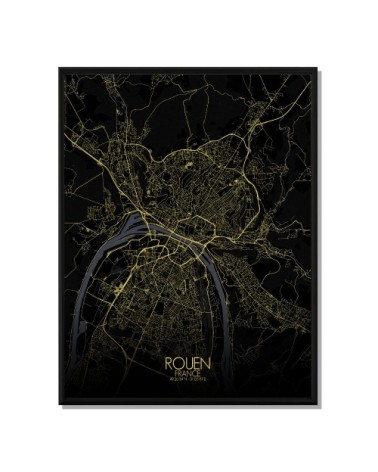 Affiche Rouen Carte Nuit 40x50