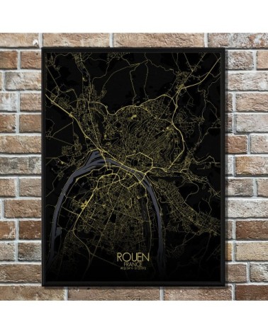 Affiche Rouen Carte Nuit 40x50