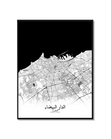 Affiche Casablanca Carte N&B 40x50